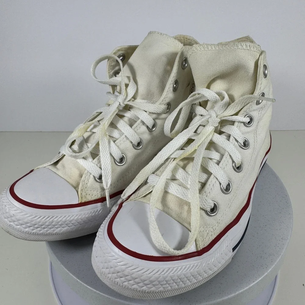 Converse Womens Sneakers High Top Canvas Classic Streetwear Cream White US 8